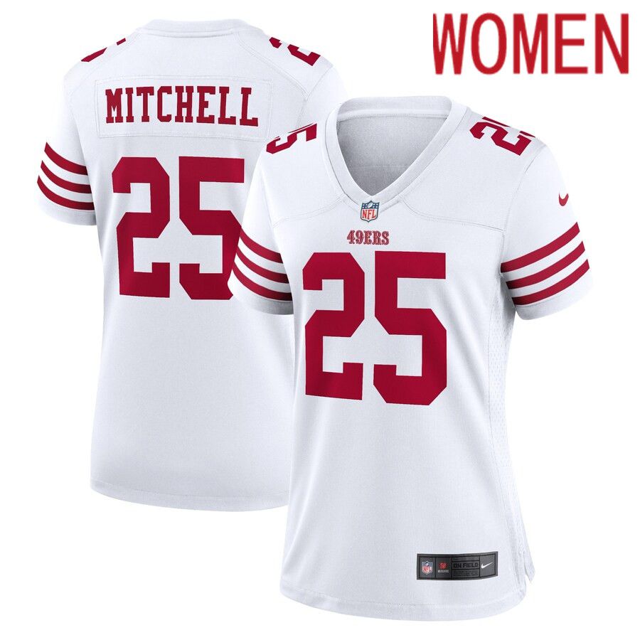 Women San Francisco 49ers 25 Elijah Mitchell Nike White Player Game NFL Jersey
